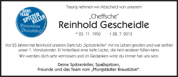 Traueranzeige von Reinhold Gescheidle von Echo-Zeitungen (Gesamtausgabe)