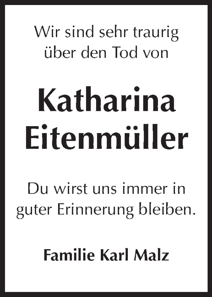  Traueranzeige für Katharina Eitenmüller vom 20.08.2013 aus Odenwälder Echo