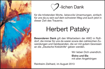 Traueranzeige von Herbert Pataky von Echo-Zeitungen (Gesamtausgabe)
