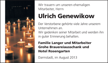 Traueranzeige von Ulrich Genewikow von Echo-Zeitungen (Gesamtausgabe)