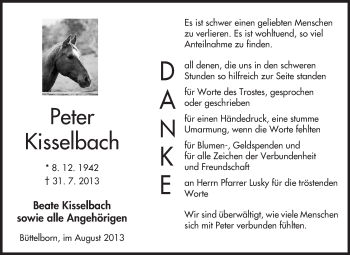 Traueranzeige von Peter Kesselbach von Echo-Zeitungen (Gesamtausgabe)