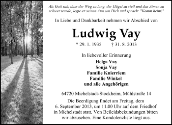 Traueranzeige von Ludwig Vay von Odenwälder Echo