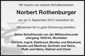 Traueranzeige von Norbert Rothenburger von Rüsselsheimer Echo, Groß-Gerauer-Echo, Ried Echo
