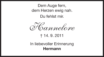 Traueranzeige von Hannelore Horn von Darmstädter Echo, Odenwälder Echo, Rüsselsheimer Echo, Groß-Gerauer-Echo, Ried Echo