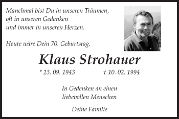 Traueranzeige von Klaus Strohauer von Rüsselsheimer Echo, Groß-Gerauer-Echo, Ried Echo