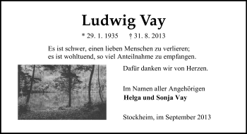 Traueranzeige von Ludwig Vay von Odenwälder Echo