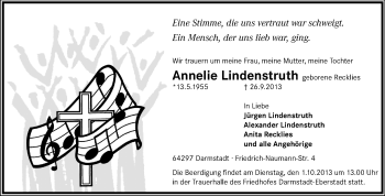 Traueranzeige von Annelie Lindenstruth von Echo-Zeitungen (Gesamtausgabe)