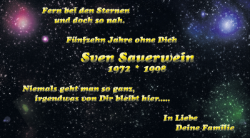 Traueranzeige von Sven Sauerwein von Echo-Zeitungen (Gesamtausgabe)