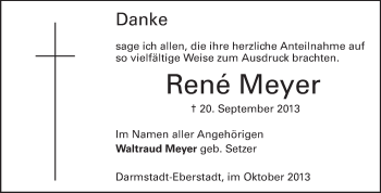 Traueranzeige von René Meyer von Echo-Zeitungen (Gesamtausgabe)