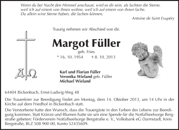 Traueranzeige von Margot Füller von Echo-Zeitungen (Gesamtausgabe)