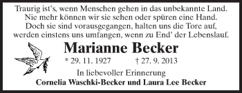 Traueranzeige von Marianne Becker von Echo-Zeitungen (Gesamtausgabe)