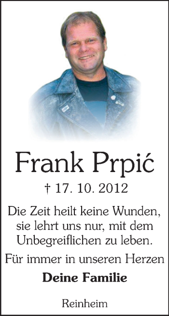 Traueranzeige von Frank Prpic von Echo-Zeitungen (Gesamtausgabe)