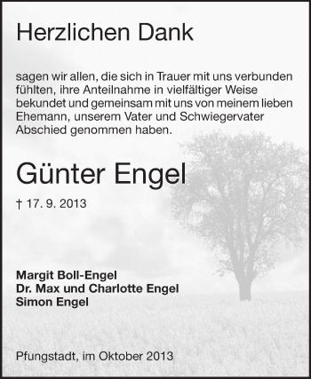 Traueranzeige von Günter Engel von Echo-Zeitungen (Gesamtausgabe)
