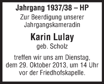 Traueranzeige von Karin Lulay von Starkenburger Echo