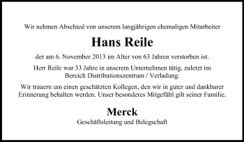 Traueranzeige von Hans Reile von Echo-Zeitungen (Gesamtausgabe)