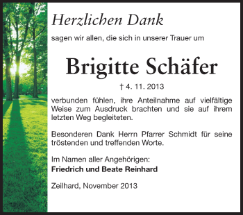 Traueranzeige von Brigitte Schäfer von Echo-Zeitungen (Gesamtausgabe)