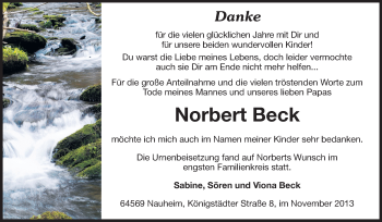 Traueranzeige von Norbert Beck von Rüsselsheimer Echo, Groß-Gerauer-Echo, Ried Echo