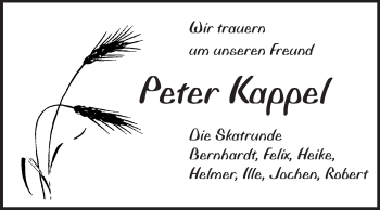 Traueranzeige von Peter Kappel von Rüsselsheimer Echo, Groß-Gerauer-Echo, Ried Echo