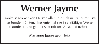 Traueranzeige von Werner Jayme von Echo-Zeitungen (Gesamtausgabe)
