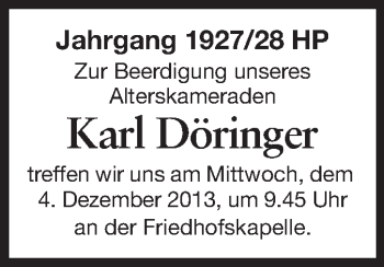 Traueranzeige von Karl Döringer von Starkenburger Echo