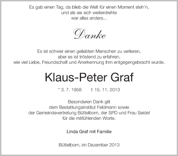 Traueranzeige von Klaus-Peter Graf von Rüsselsheimer Echo, Groß-Gerauer-Echo, Ried Echo