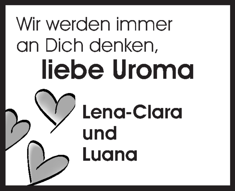  Traueranzeige für Uroma  vom 04.12.2013 aus Rüsselsheimer Echo, Groß-Gerauer-Echo, Ried Echo