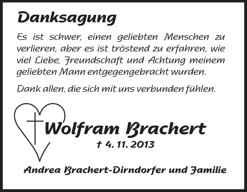  Traueranzeige für Wolfram Brachert vom 14.12.2013 aus Rüsselsheimer Echo, Groß-Gerauer-Echo, Ried Echo