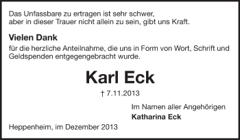 Traueranzeige von Karl Eck von Starkenburger Echo
