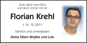 Traueranzeige von Florian Krehl von Echo-Zeitungen (Gesamtausgabe)