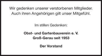 Traueranzeige von Verstorbene Mitglieder  von Rüsselsheimer Echo, Groß-Gerauer-Echo, Ried Echo