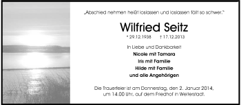 Traueranzeige von Wilfried Seitz von Echo-Zeitungen (Gesamtausgabe)
