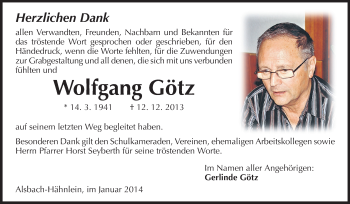 Traueranzeige von Wolfgang Götz von Echo-Zeitungen (Gesamtausgabe)