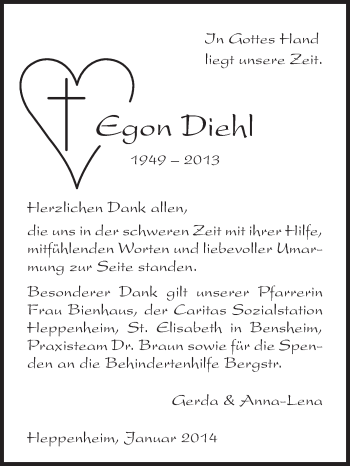 Traueranzeige von Egon Diehl von Starkenburger Echo