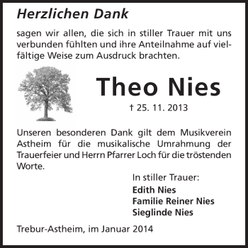 Traueranzeige von Theo Nies von Rüsselsheimer Echo, Groß-Gerauer-Echo, Ried Echo
