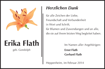 Traueranzeige von Erika Flath von Starkenburger Echo