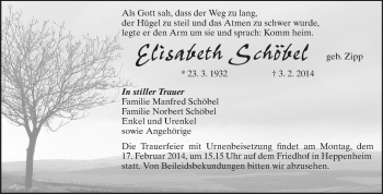 Traueranzeige von Elisabeth Schöbel von Starkenburger Echo
