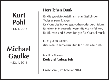 Traueranzeige von Kurt Pohl von Rüsselsheimer Echo, Groß-Gerauer-Echo, Ried Echo