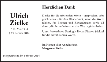 Traueranzeige von Ulrich Zielke von Starkenburger Echo