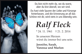 Traueranzeige von Ralf Fleck von Echo-Zeitungen (Gesamtausgabe)
