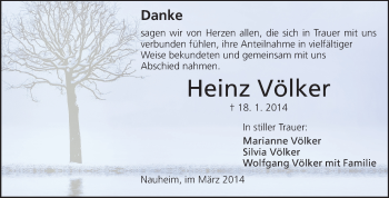 Traueranzeige von Heinz Völker von Rüsselsheimer Echo, Groß-Gerauer-Echo, Ried Echo