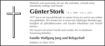 Traueranzeige von Günter Stork von Echo-Zeitungen (Gesamtausgabe)