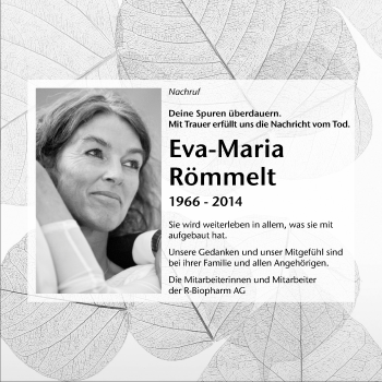 Traueranzeige von Eva-Maria Römmelt von Echo-Zeitungen (Gesamtausgabe)