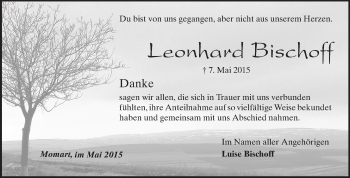 Traueranzeige von Leonhard Bischoff von Odenwälder Echo
