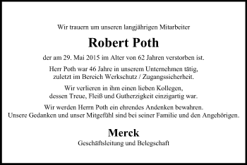 Traueranzeige von Robert Poth von Echo-Zeitungen (Gesamtausgabe)