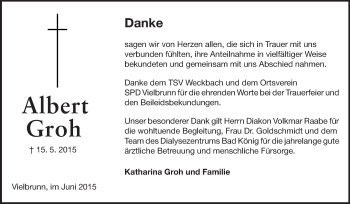 Traueranzeige von Albert Groh von Odenwälder Echo