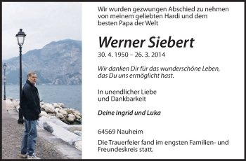 Traueranzeige von Werner Siebert von Rüsselsheimer Echo, Groß-Gerauer-Echo, Ried Echo