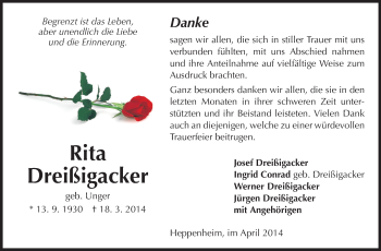 Traueranzeige von Rita Dreißigacker von Starkenburger Echo