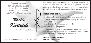 Traueranzeige von Wally Kartulik von Echo-Zeitungen (Gesamtausgabe)