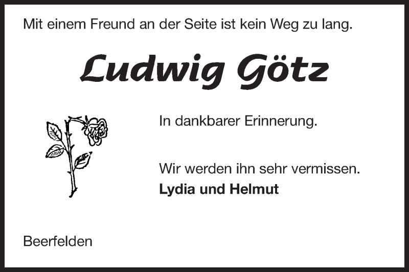  Traueranzeige für Ludwig Götz vom 16.04.2014 aus Odenwälder Echo