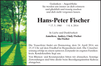 Traueranzeige von Hans-Peter Fischer von Starkenburger Echo